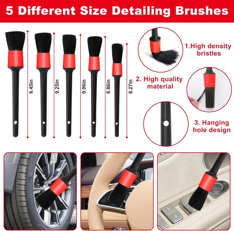 Viewsun Windshield Cleaner Tool, 17Pcs Red Car Interior Cleaning Kit, Car Detailing Kit Interior Cleaner, Car Detailing Brushes, Car Cleaning Gel, Inside Cleaning Supplies Accessories for Women Girls - Image 4